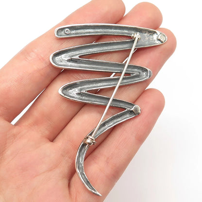 925 Sterling Silver Vintage Zigzag Pin Brooch