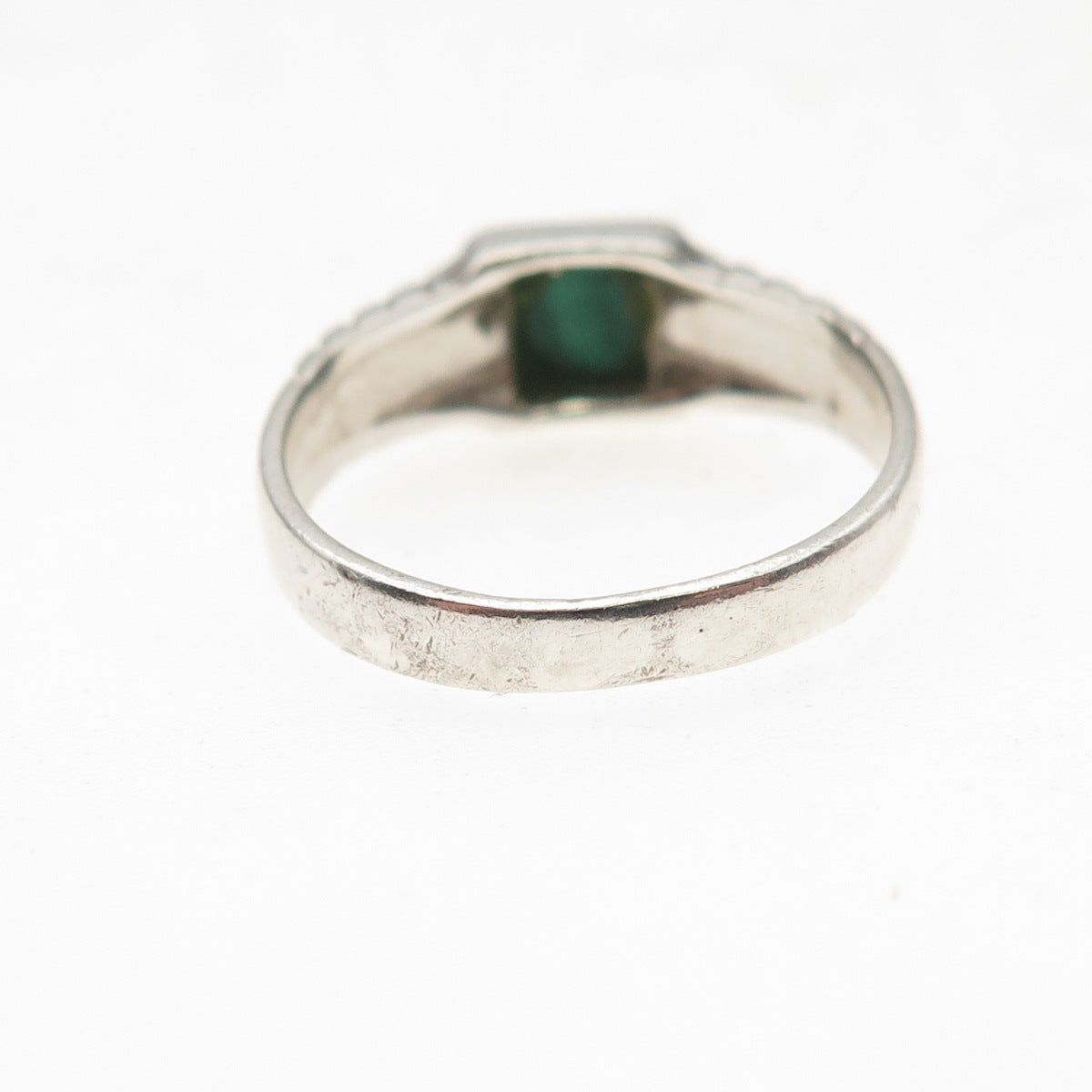 925 Sterling Silver Vintage Real Malachite Oxidized Ring Size 6.5