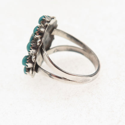 Old Pawn 925 Sterling Silver Vintage Southwestern Bisbee Turquoise Ring Size 4.5
