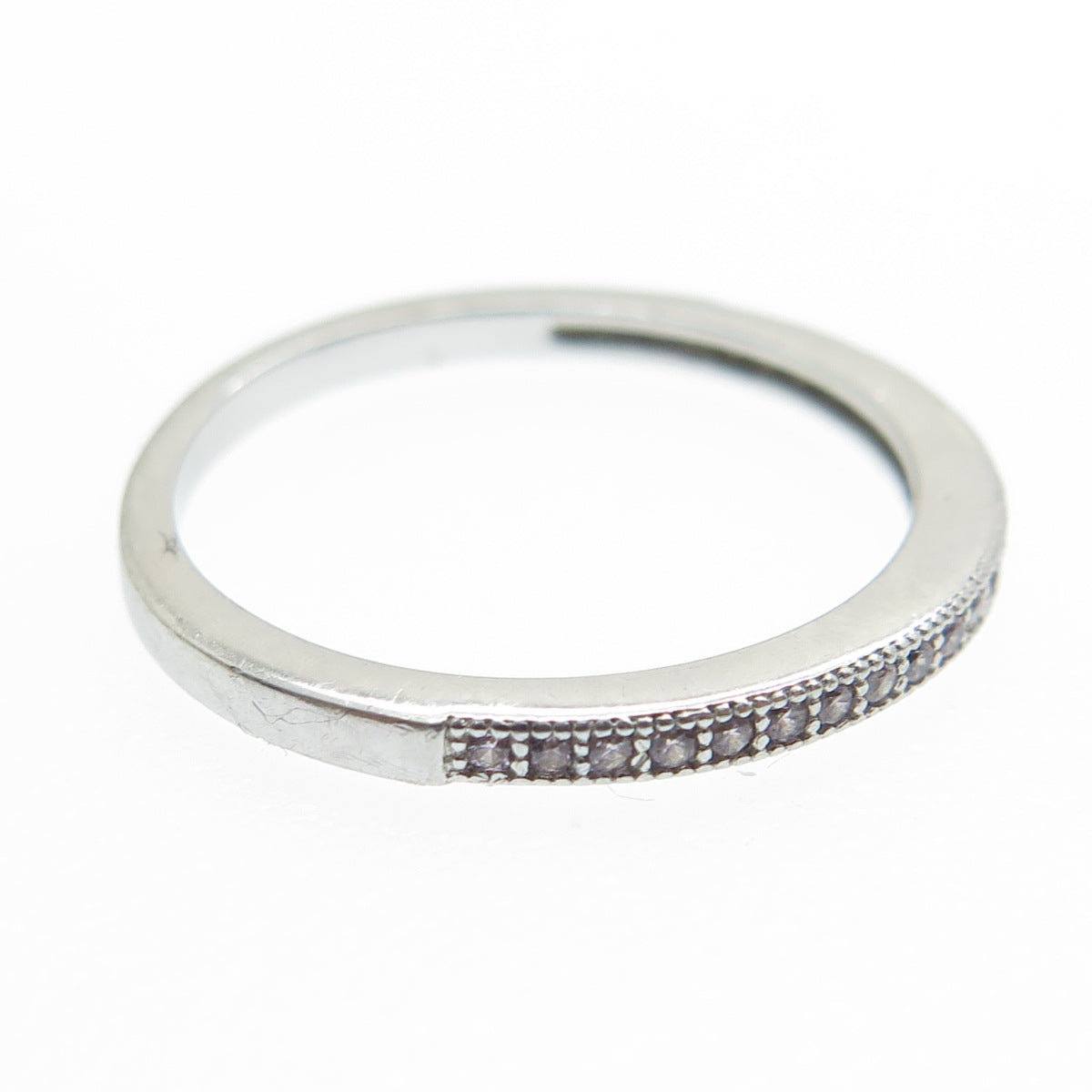 COLIBRI 925 Sterling Silver Round-Cut C Z Half Eternity Band Ring Size 6.25