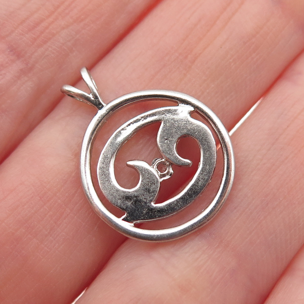 925 Sterling Silver Vintage Cancer Zodiac Sign Oxidized 3D Mini Charm Pendant