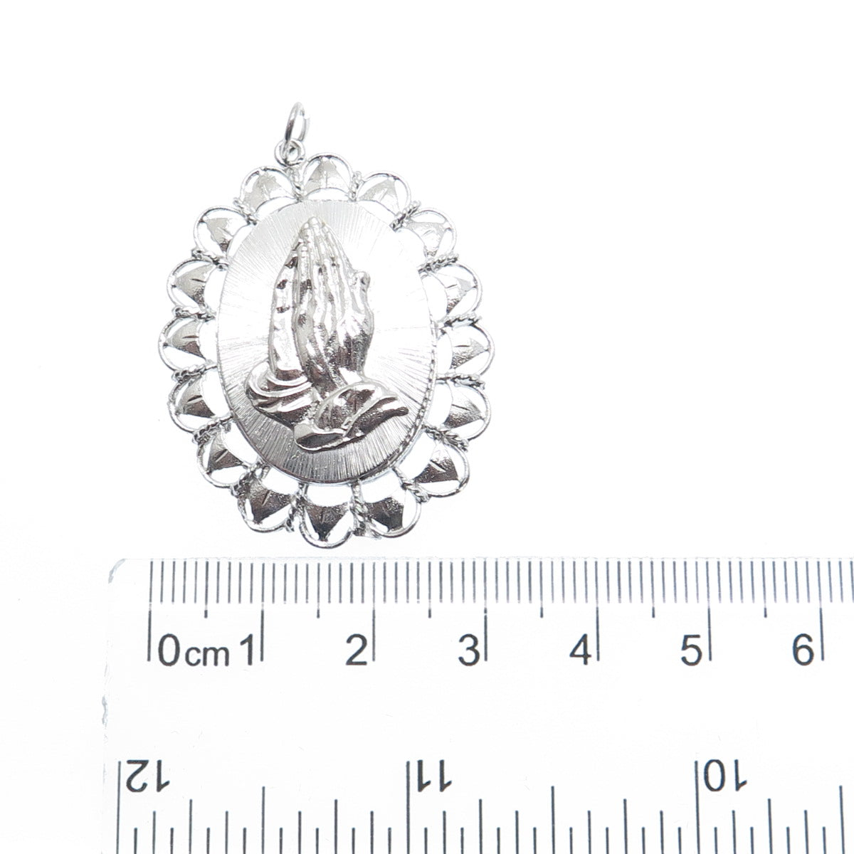 ART'S ELEGANCE 925 Sterling Silver Vintage Hands In Prayer Religious Pendant