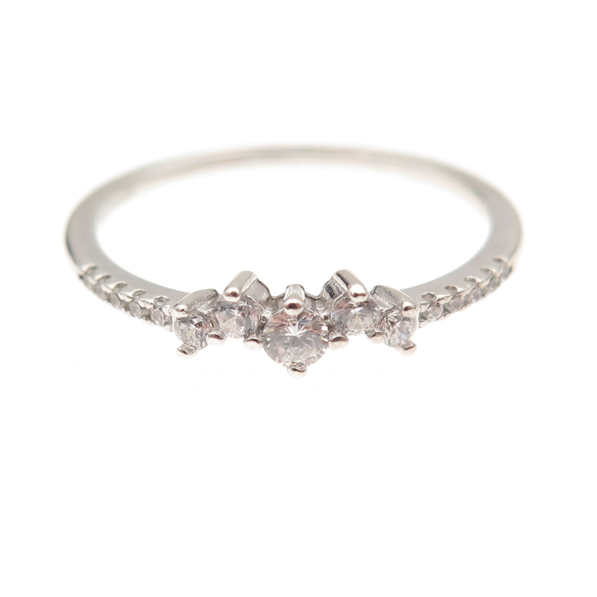 925 Sterling Silver Round-Cut C Z Stackable Ring Size 9
