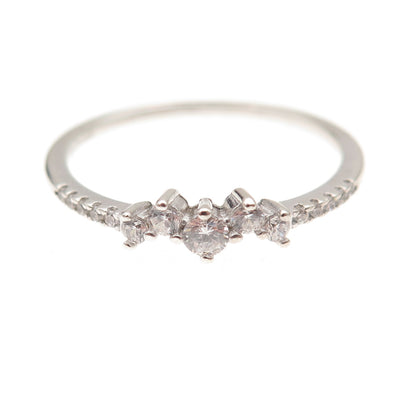 925 Sterling Silver Round-Cut C Z Stackable Ring Size 9