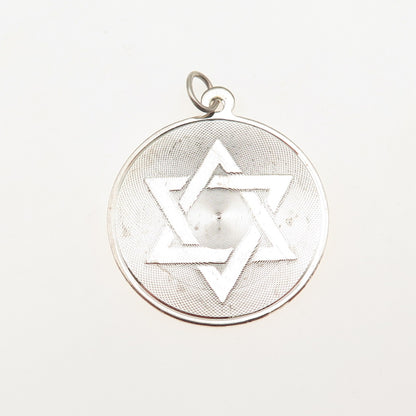 925 Sterling Silver Vintage Star of David Judaica Charm Pendant