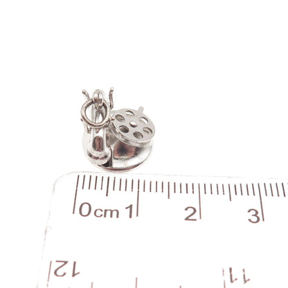 925 Sterling Silver Antique Art Deco I Love You Rotary Phone 3D Mini Pendant