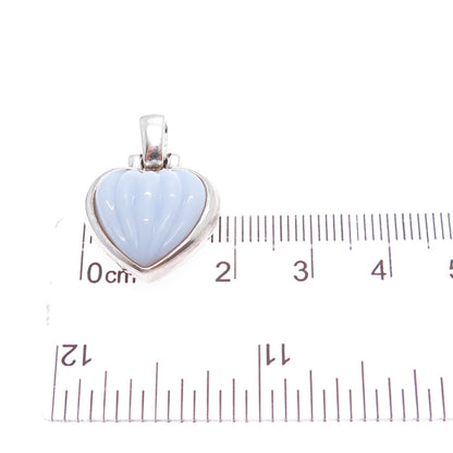 MICHELLE ALBALA Sterling Silver Vintage Real Lavender Jade Heart Charm Pendant