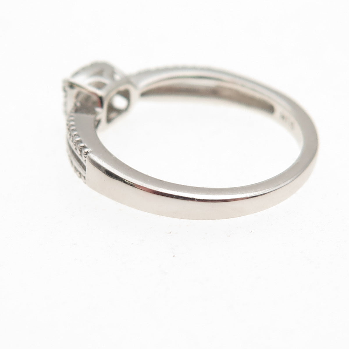 Sun 925 Sterling Silver Real Round-Cut Diamond Engagement Ring Size 7