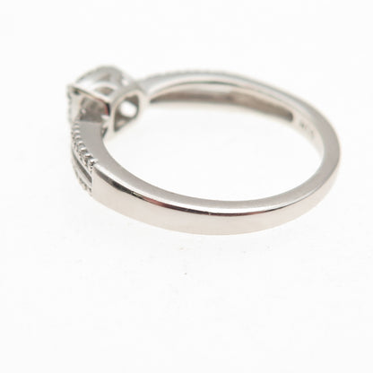 Sun 925 Sterling Silver Real Round-Cut Diamond Engagement Ring Size 7