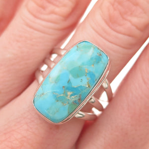 925 Sterling Silver Vintage Real Lone Mountain Turquoise Ring Size 9.25