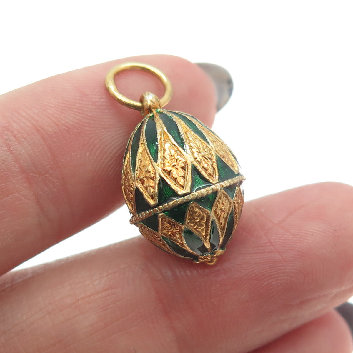 RAFKA Retired 925 Sterling Silver Vermeil Enamel Royal Easter Egg Charm Pendant