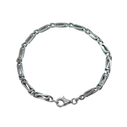 925 Sterling Silver Vintage Modernist Paperclip Link Oxidized Bracelet 7.25"