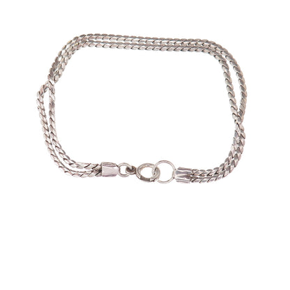925 Sterling Silver Vintage S-Shape Link Double Chain Bracelet 6.75"