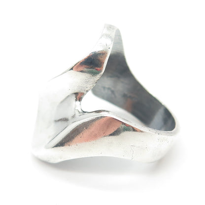 925 Sterling Silver Vintage Mexico Modernist Wavy Ring Size 8.5