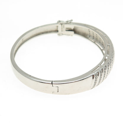 925 Sterling Silver Round-Cut C Z Bangle Bracelet 6.75"