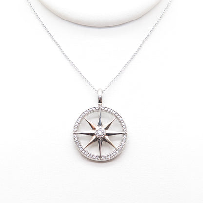 SYLVIA TOLEDANO Sterling Silver 2-Tone C Z North Star Cable Chain Necklace 18"