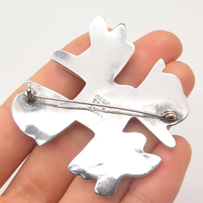 925 Sterling Silver Vintage Mexico Modernist Pin Brooch