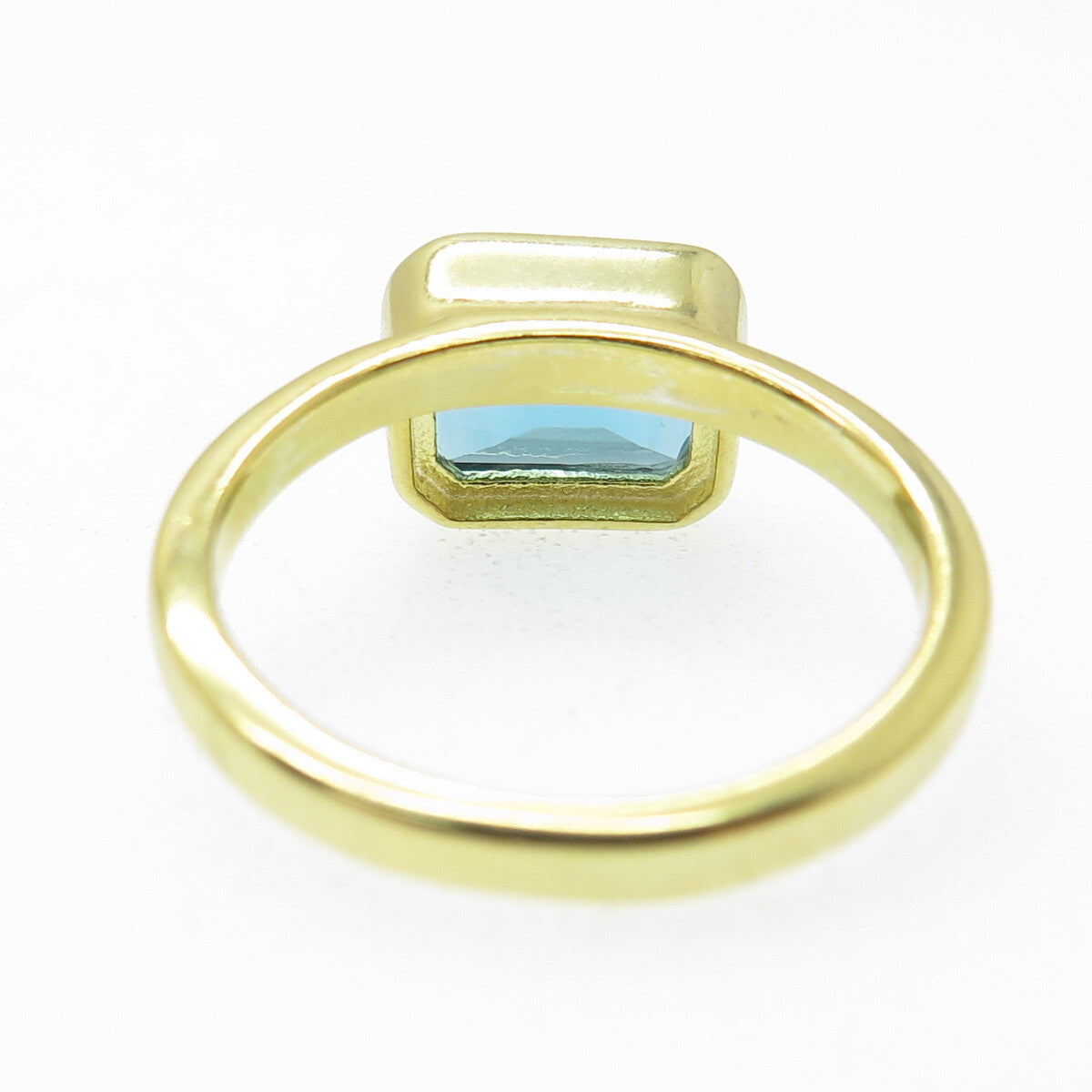 DSMK 925 Sterling Silver Gold Plated London Blue Topaz Gem Ring Size 9