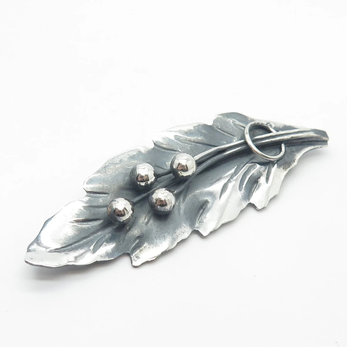 925 Sterling Silver Vintage Mexico Leaf Pin Brooch