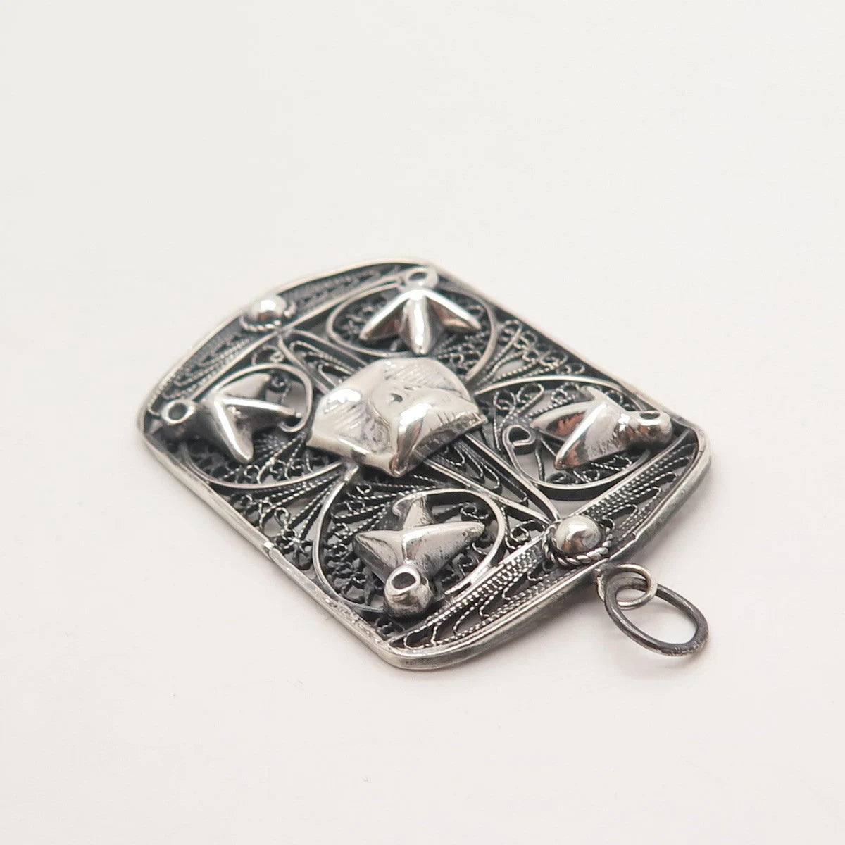 925 Sterling Silver Antique Egyptian Theme Ornate Pendant