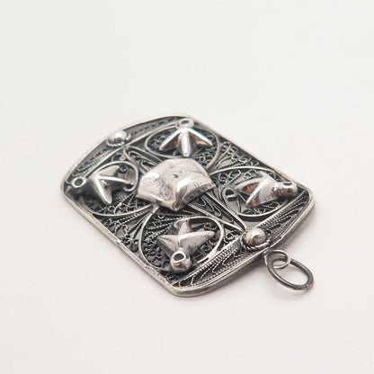 925 Sterling Silver Antique Egyptian Theme Ornate Pendant