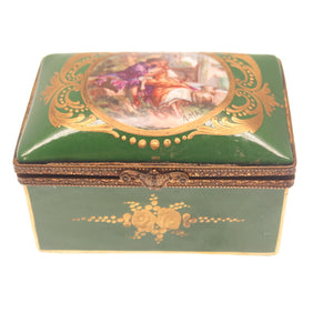 SEVRES A. MAX Antique Late XIX France Hand-Painted Porcelain Couple Trinket Box