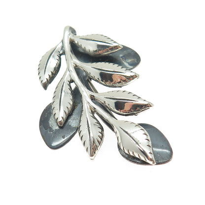 RENOIR SAUTEUR 925 Sterling Silver Niello Vintage 1950s Floral Modernist Brooch