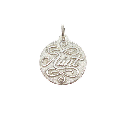 925 Sterling Silver Vintage Aunt Charm Pendant