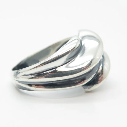 925 Sterling Silver Vintage Ribbed Ring Size 6.75