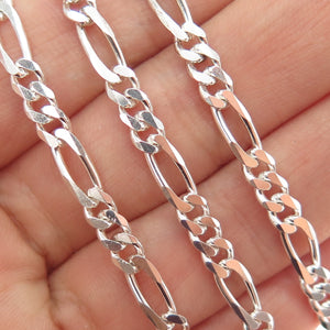 925 Sterling Silver Vintage Figaro Chain Necklace 20"