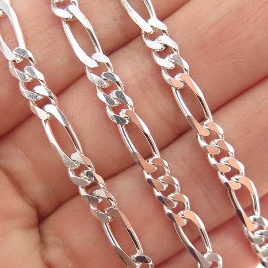 925 Sterling Silver Vintage Figaro Chain Necklace 20"