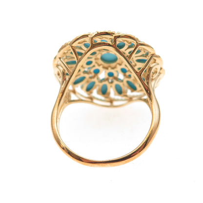 Tehya Oyama Sterling Gold Plated Real Sleeping Beauty Turquoise Ring Size 8.25
