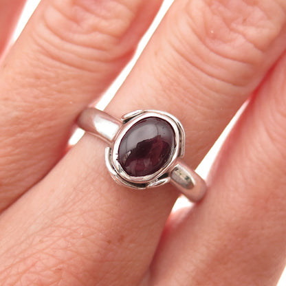 925 Sterling Silver Vintage Real Tourmaline Oxidized Ring Size 6.75