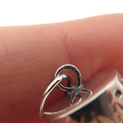 925 Sterling Silver Vintage Modernist Beaded Mini Charm Pendant