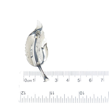 BEAU 925 Sterling Silver Vintage Leaf Oxidized Pin Brooch