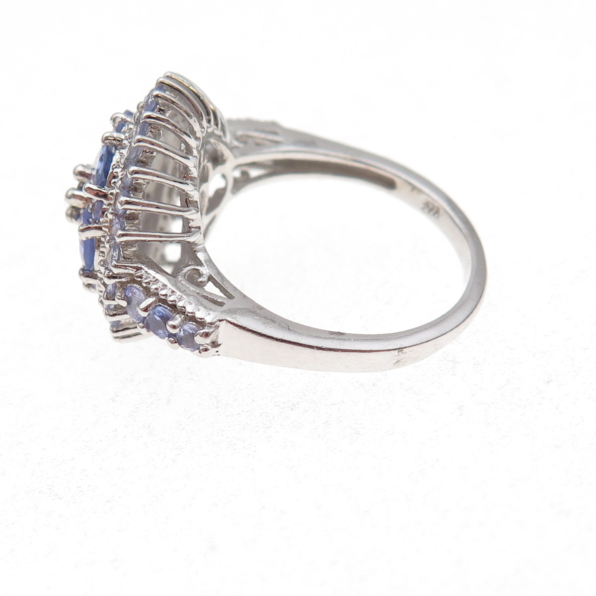 Chuck Clemency 925 Sterling Silver Real Multi-Cut Tanzanite Ring Size 8.25