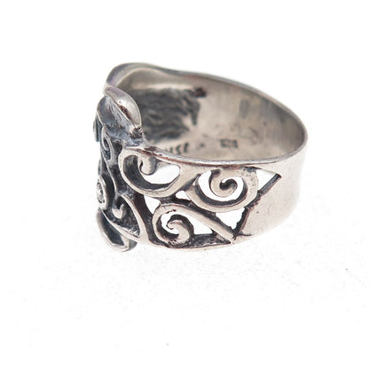 Didae 925 Sterling Silver Vintage Israel C Z Modernist Oxidized Ring Size 8.25