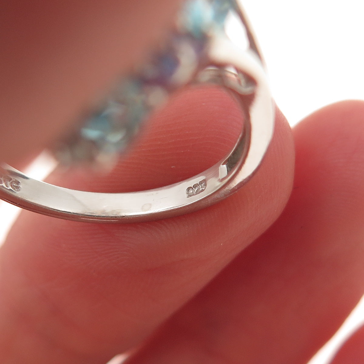 Chuck Clemency 925 Sterling Real Turquoise Apatite & Tanzanite Ring Size 8.25