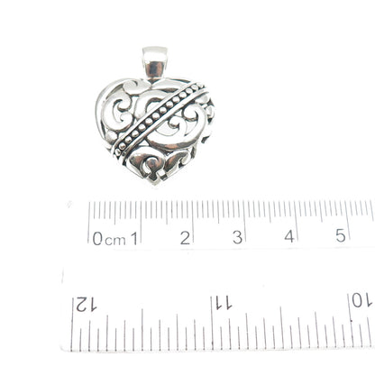 ANNIKA WITT 925 Sterling Silver Vintage Ornate Heart Oxidized Charm Pendant