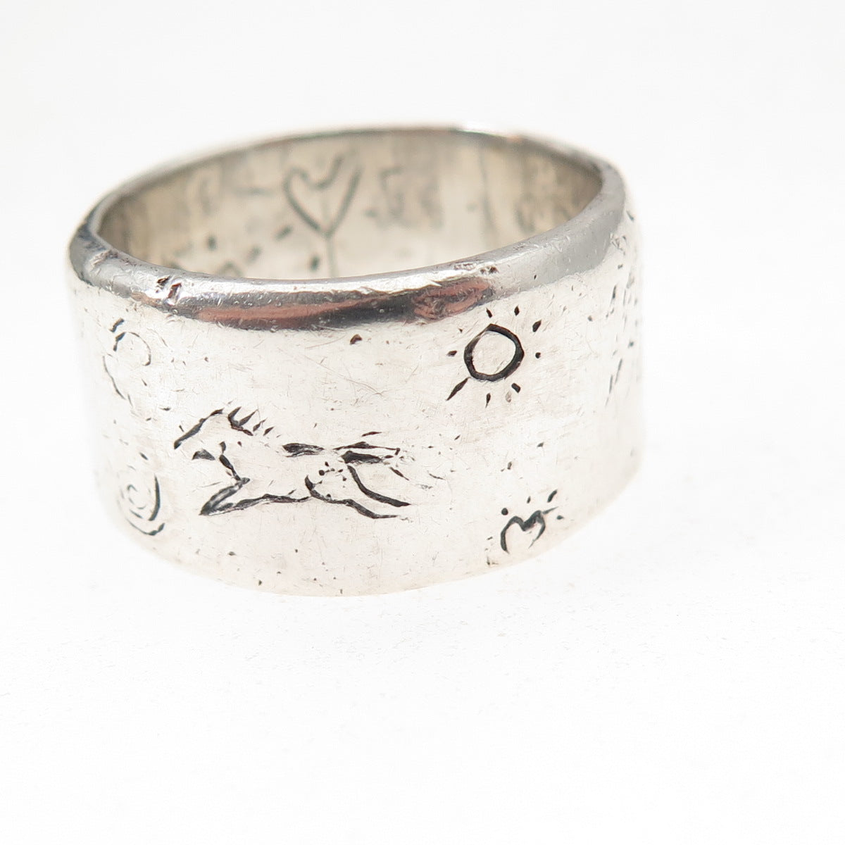 Jes Maharry 925 Sterling Silver Vintage Grow Strong Wide Band Ring Size 9.25