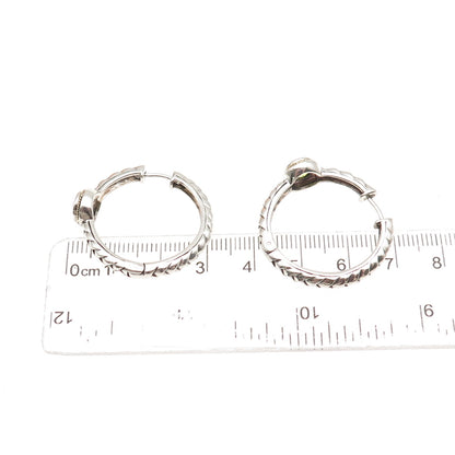 Effy BH 925 Sterling Silver 18K Gold Real Peridot Braided Hoop Earrings