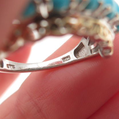Chuck Clemency 925 Sterling 2-Tone Real Sleeping Beauty Turquoise Ring Size 8.25