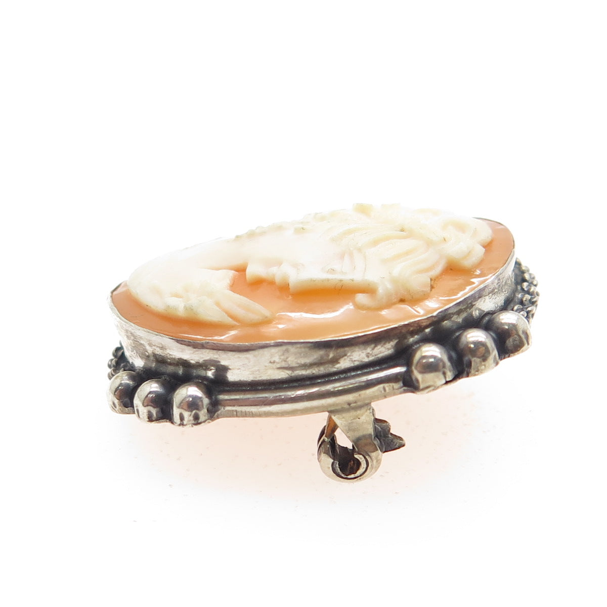 800 Silver Antique Cameo Victorian Lady Pin Brooch / Pendant