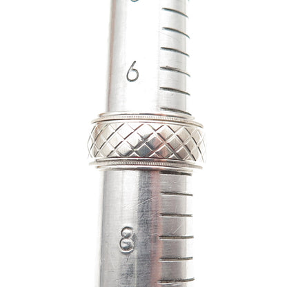 925 Sterling Silver Vintage Textured Rotating Band Ring Size 7.25