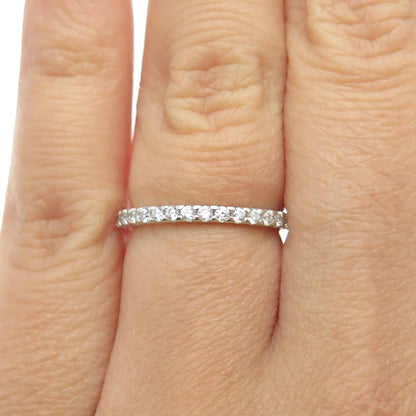 925 Sterling Silver C Z All Around Eternity Band Ring Size 5