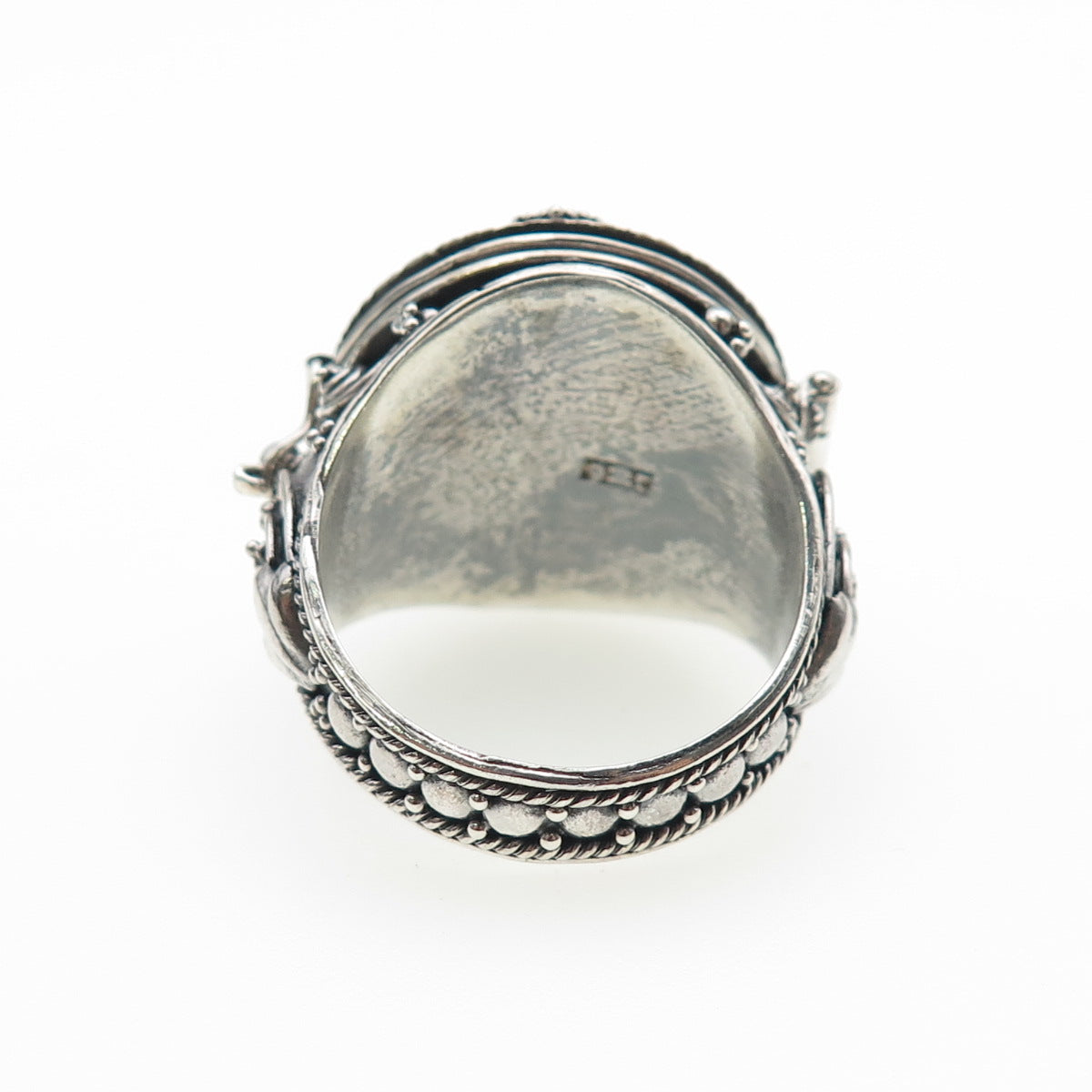 925 Sterling Silver Vintage Real Black Onyx Cross Oxidized Poison Ring Size 9.75