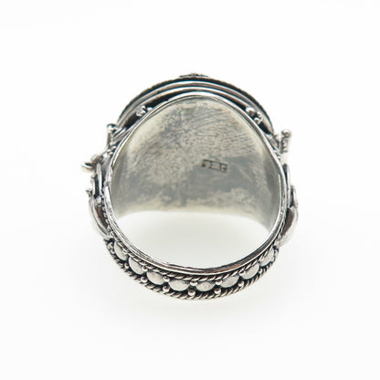 925 Sterling Silver Vintage Real Black Onyx Cross Oxidized Poison Ring Size 9.75