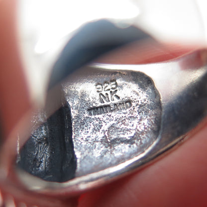 925 Sterling Silver Vintage Real Lapis Lazuli Modernist Ring Size 7