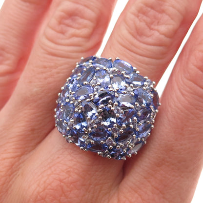 Chuck Clemency 925 Sterling Silver Real Tanzanite Cluster Ring Size 8.25