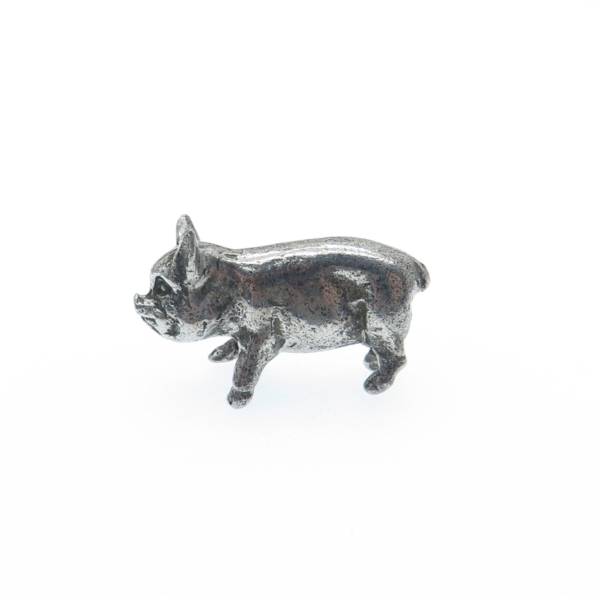 925 Sterling Silver Vintage Little Pig Oxidized 3D Miniature